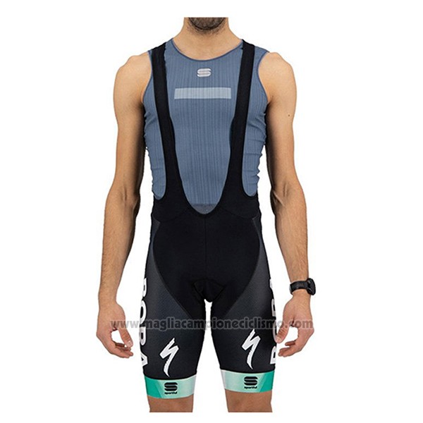 2021 Abbigliamento Ciclismo Bora-Hansgrone Spento Verde Manica Corta e Salopette